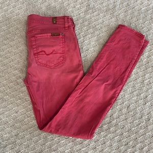 7 For All Mankind Red Skinny Jeans